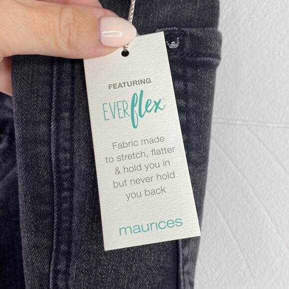 MAURICES Black Mineral Washed High Rise Everflex Skinny Jeans Size 14 Short - Picture 9 of 11